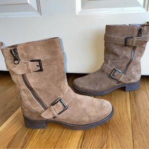 GH Bass & Co Tan Suede Side Buckle Moto Boots Marcie 6